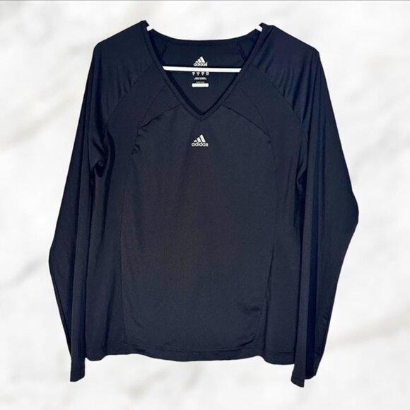 Adidas Long Sleeve‎ ClimaCool Clima365 Black V-Neck Long Sleeve Shirt size M - Picture 1 of 12